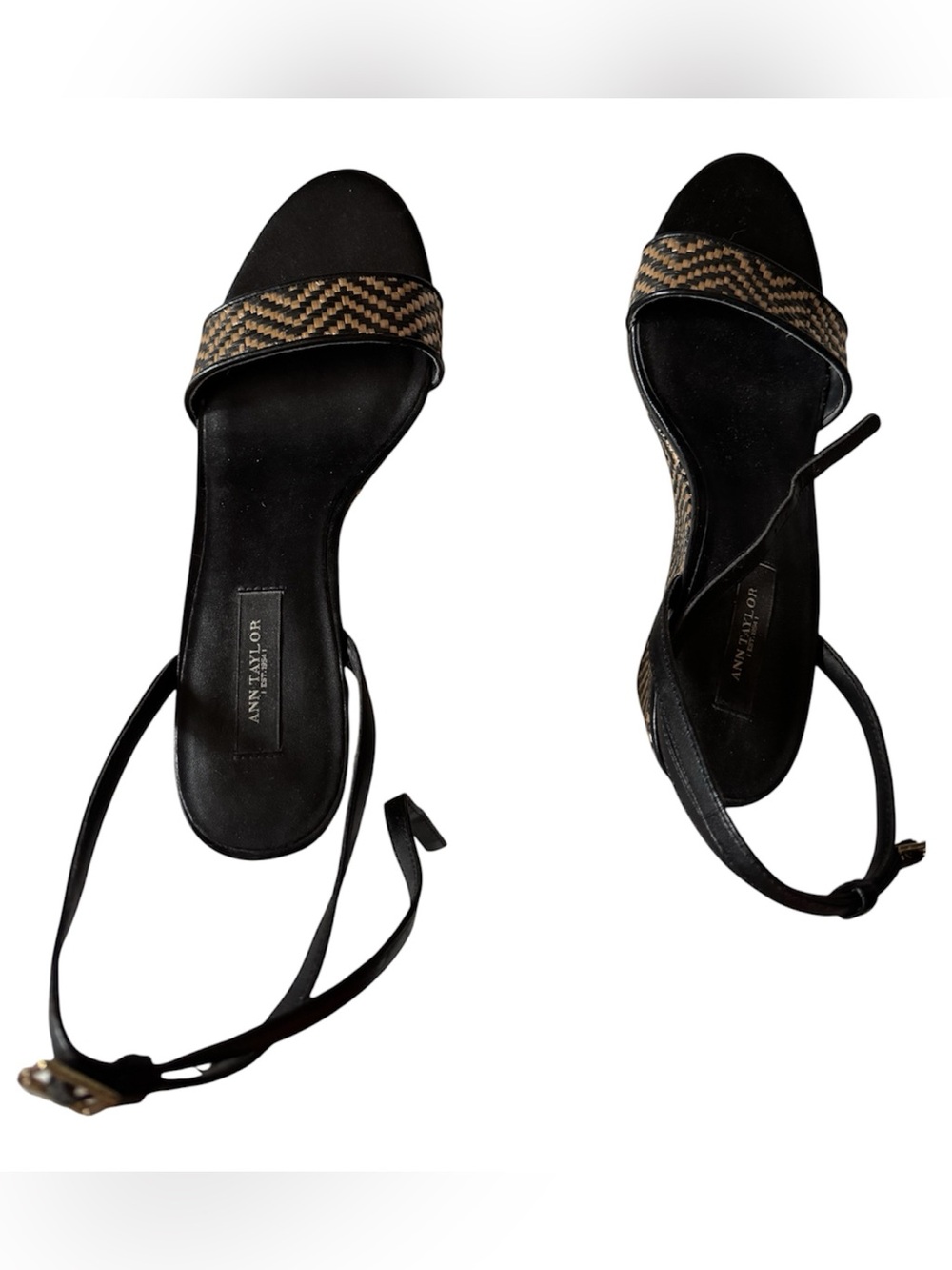 Ann Taylor Black Sandals with black and tan